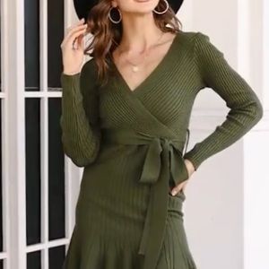 Dresses | New Fall Winter Chic Knit Wrap V Neck Belt Bodycon